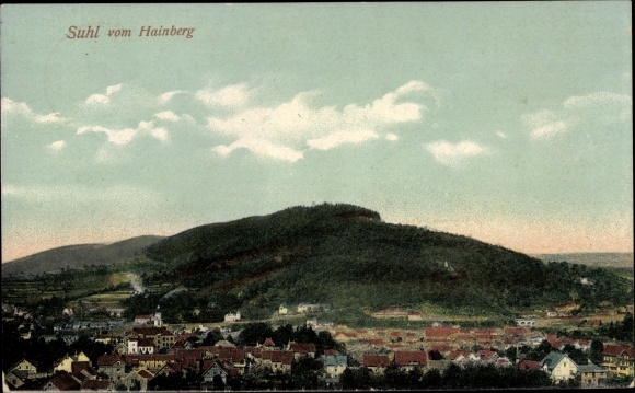 Postcard Suhl in Thuringia, view from the Hainberg