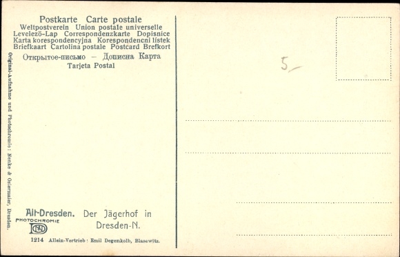 Ak Nenke & Ostermaier Nr 1214, Dresden Neustadt, Der Jägerhof