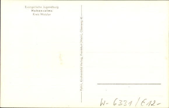 Postcard Hohensolms Hohenahr in Hessen, Evangelical Youth Castle, interior view, piano
