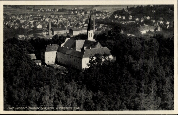 Ak Schwandorf Bayern, Kloster, Fliegeraufnahme