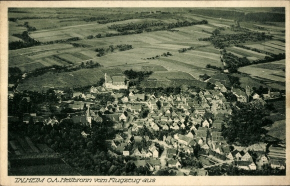 Postcard Talheim in the district of Heilbronn Baden Württemberg, aerial photograph
