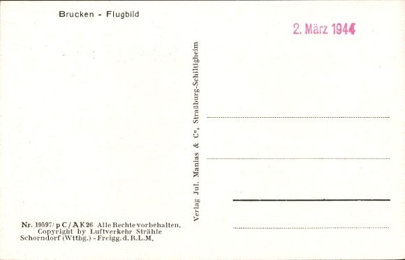 Postcard Brucken Lenningen Swabian Alb, aerial photograph