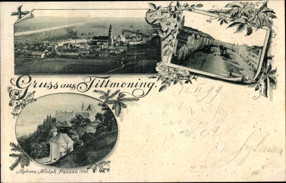 KP Tittmoning w Górnej Bawarii, panorama miasta, rynek, zamek
