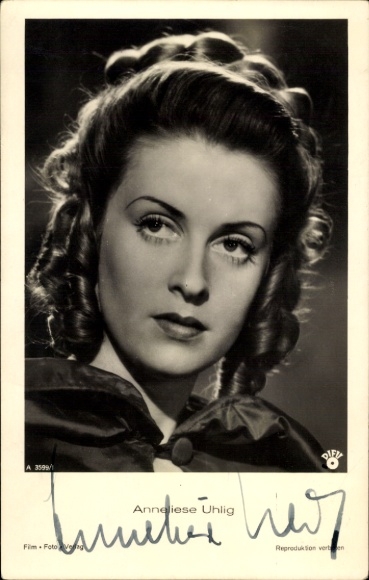 Postcard actress Anneliese Uhlig, portrait, autograph