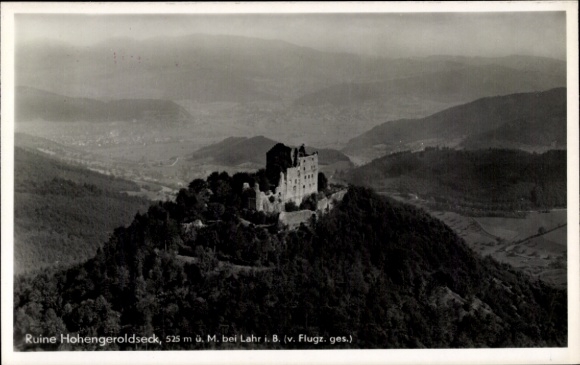 Ak Schönberg Seelbach in Baden Württemberg, Burg Hohengeroldseck, Fliegeraufnahme