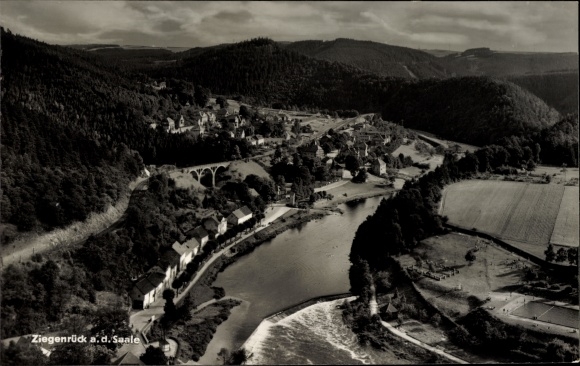 PC Ziegenrück on the Saale Thuringia, panorama, weir