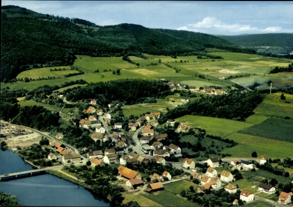 Postcard Hemfurth Edersee Edertal Hessen, total view