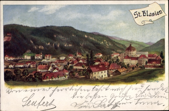 Artist PC Fexer, Sankt Blasien in the Black Forest, general view