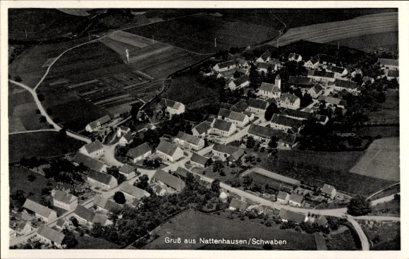 Postcard Nattenhausen Breitenhal Swabia, aerial photograph