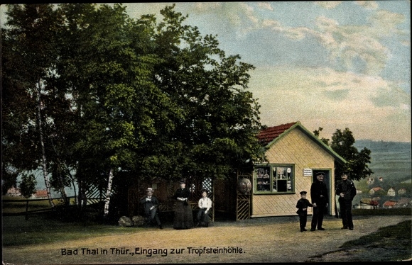 Postcard Bad Thal Ruhla in Thuringia, entrance to the stalactite cave