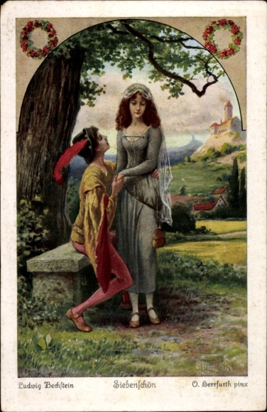 Künstler Ak Herrfurth, Oskar, Siebenschön, Märchen, Prinz hält um die Hand von Siebenschön an
