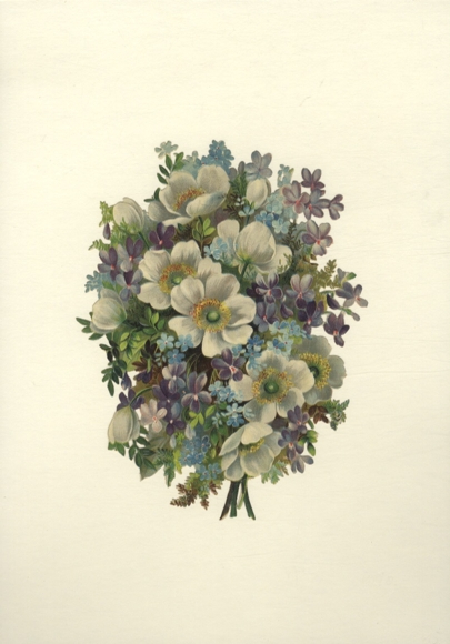Wafer flower bouquet hedge roses, violets and forget-me-nots, size approx. 17.5 x 13 cm
