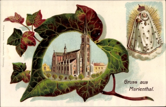 Ivy leaf Chromo-Litho Marienthal Haguenau Haguenau Alsace Bas Rhin, church, miraculous image