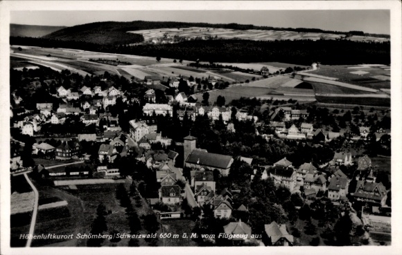 Postcard Schömberg in the Black Forest Württemberg, aerial photograph