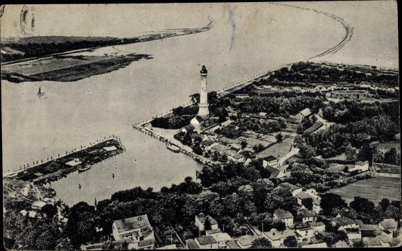 PC Chorzelin Osternothafen Świnoujście Swinemünde Pomerania, aerial photo with lighthouse