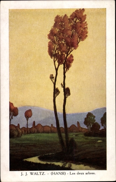 Artist PC Hansi, Jean Jacques Waltz, Alsace, Alsace, Les deux arbres, two trees