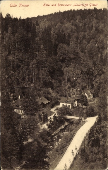 Postcard Edle Krone Klingenberg in the Ore Mountains, Hotel Unverhofft Glück