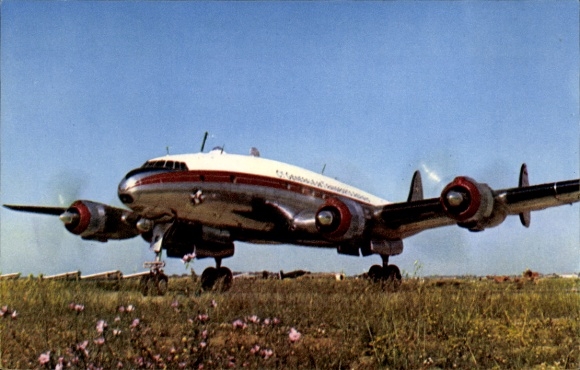 Postcard Algerian passenger aircraft, Lockheed Constellation, Cie Air Algerie
