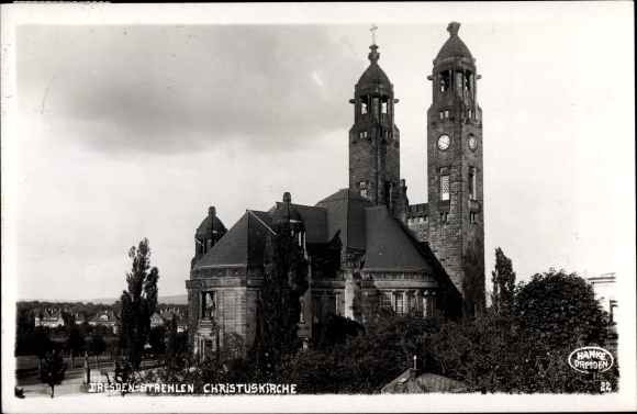 Photo Postcard Dresden Strehlen, view of the Christ Church