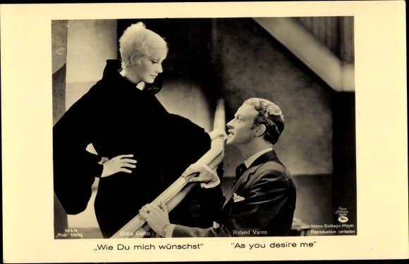 Postcard actress Greta Garbo, Roland Varno, How you wish me