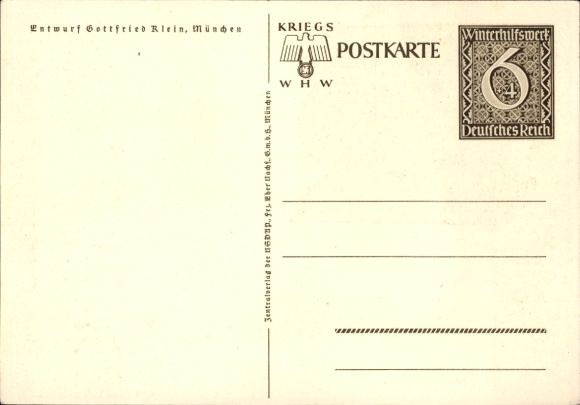 Postal stationery artist Postcard Klein, Gottfried, Danzig is German, WHW