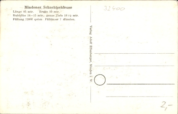 Postcard Minden in Westphalia, canal bridge, salon passenger ship Porta Westfalica, shaft lock