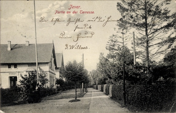 Postcard Jever in Oldenburg Friesland, terrace, street