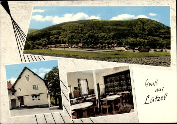Postcard Lützel Biebergemünd in Hesse, Inn Zum grünen Baum, total