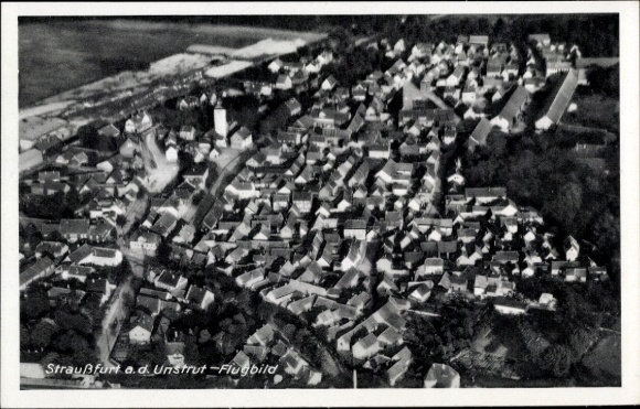 Postcard Straußfurt in Thuringia, aerial photograph
