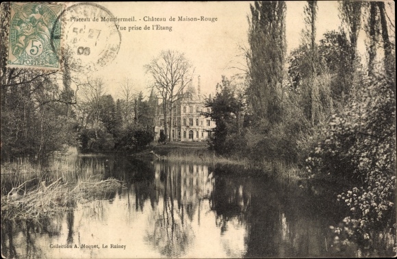 Ak Montfermeil Seine Saint Denis, Chateau de Maison-Rouge, Vue prise de l'Etang