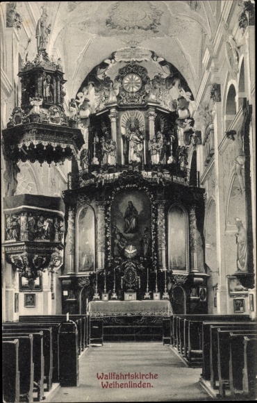 Postcard Weihenlinden Bruckmühl in Upper Bavaria, pilgrimage church, interior
