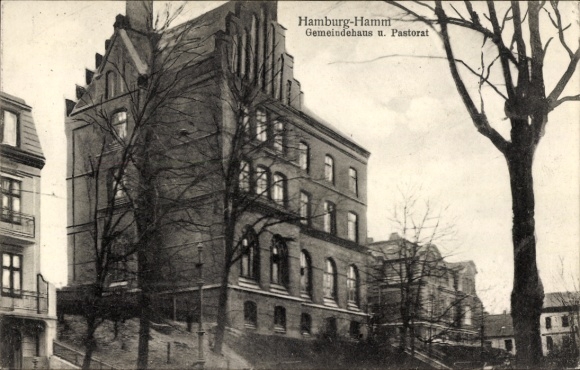 Postcard Hamburg Mitte Hamm, community center, pastorate