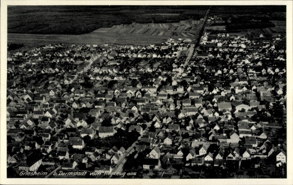 Postcard Griesheim near Darmstadt, aerial photograph