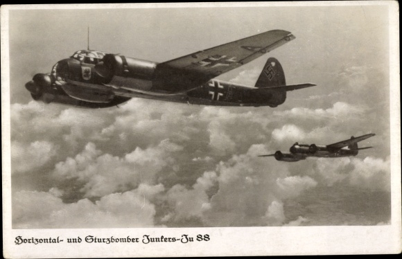 Ak Horizontal und Sturzbomber Junkers Ju 88, Luftwaffe