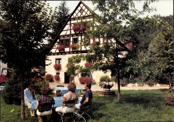 Postcard Adelberg near Göppingen, Gasthof Herrenmühle, garden area