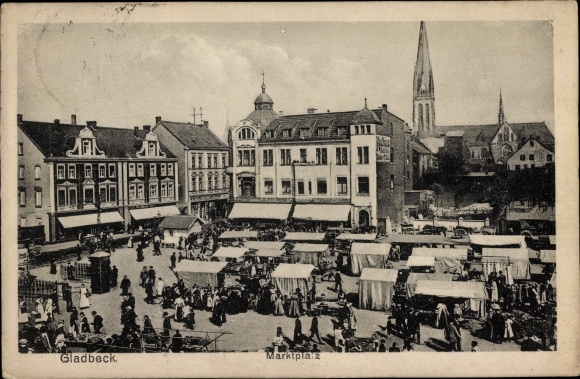 Postcard Gladbeck in the Ruhr area, market place