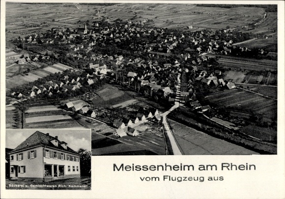 Ak Meißenheim am Rhein Baden, Fliegeraufnahme, Bäckerei von Richard Kammerer