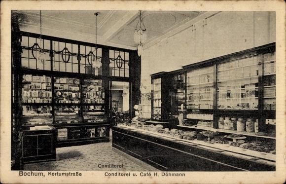 Ak Bochum im Ruhrgebiet, Kortumstraße, Konditorei Café H. Döhmann, Innenansicht