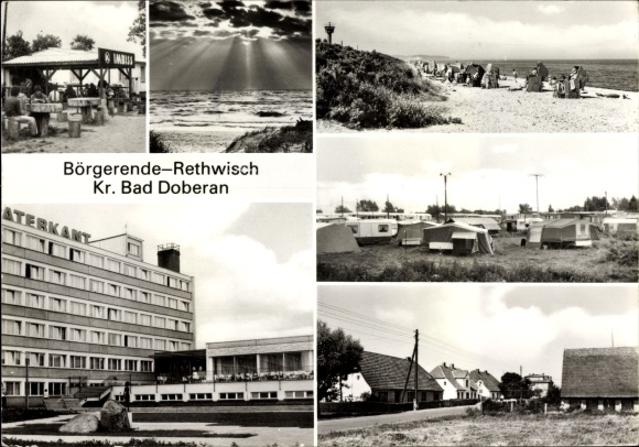 Postcard Börgerende Rethwisch on the Baltic Sea, settlement, campsite, beach, sea, Hotel Waterkant