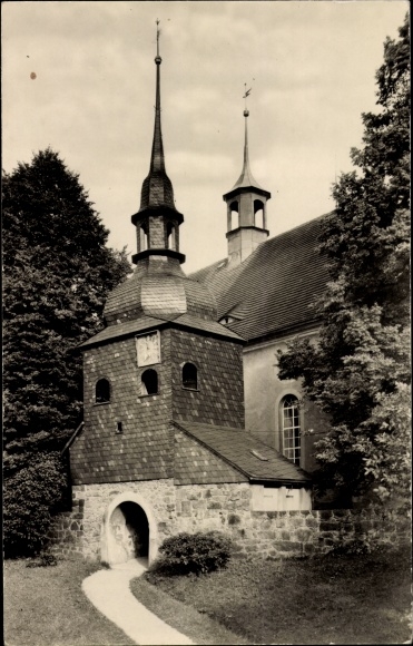 Ansichtkaart Lawalde in Oberlausitz, kavel bij de kerk