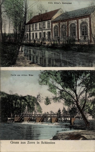 Postcard Zerre Spreetal in Upper Lusatia Saxony, Restaurant Felix Milke, at the wild weir