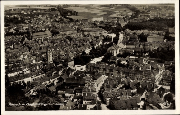 Ak Ansbach, Fliegeraufnahme der Stadt