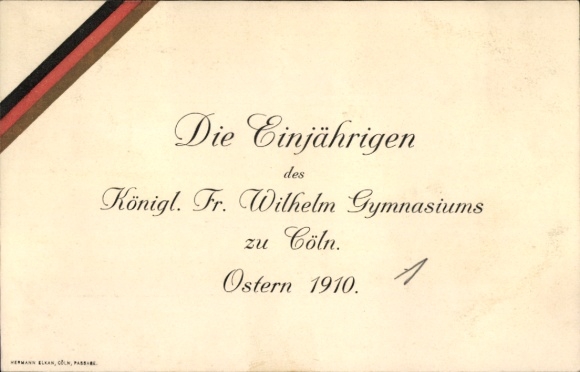 Studentika Postcard Cologne, The One-Year Students of the Royal Fr. Wilhelm Gymnasium, Easter 1910