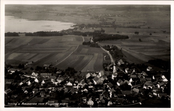 Postcard Inning am Ammersee Upper Bavaria, aerial photograph