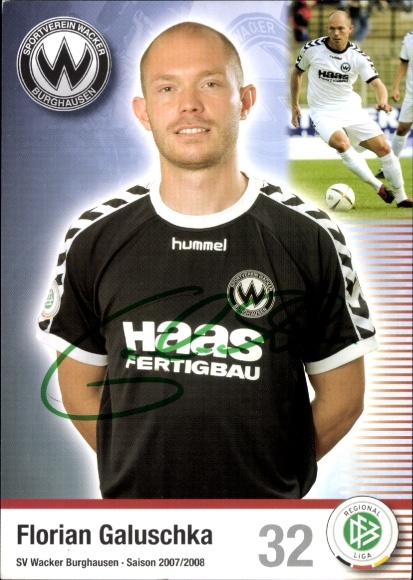 Autogrammkarte Fußballer Florian Galuschka, SV Wacker Burghausen, Autogramm