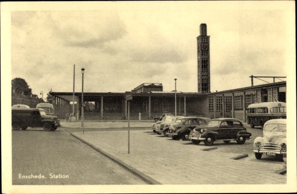 Postcard Enschede Overijssel Niederlande, Station