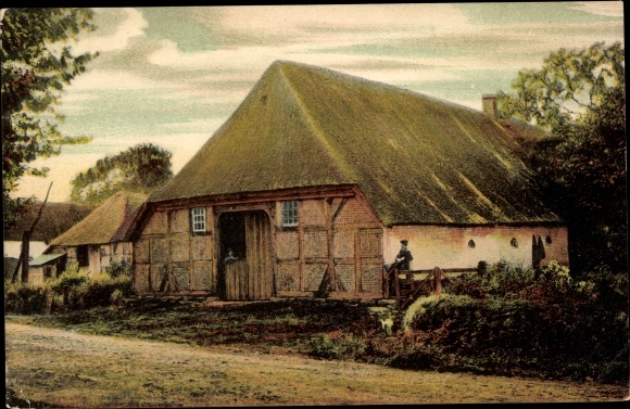 Ak Ostenfeld bei Rendsburg, Blick auf Bauernhaus