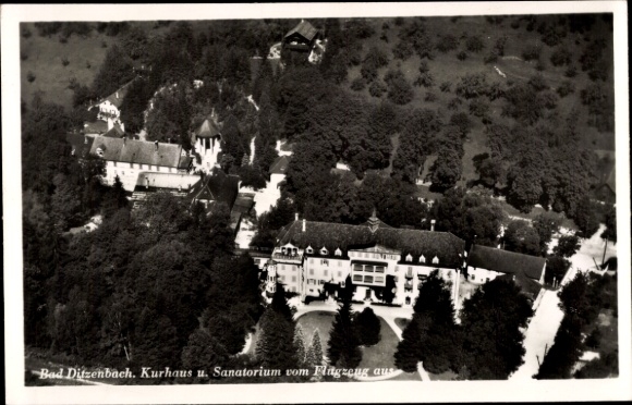 Postcard Bad Ditzenbach in Württemberg, Kurhaus, Sanatorium, aerial photograph