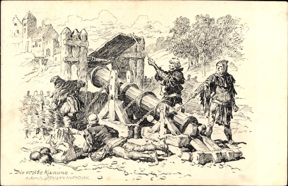 Künstler Ak Hoffmann, A., Erste Kanone, Schlacht, Burg