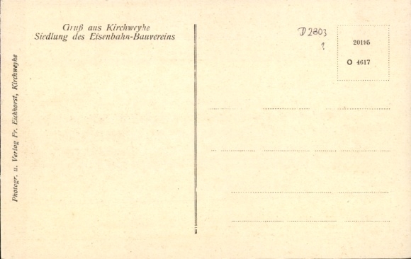 Postcard Kirchweyhe Weyhe Lower Saxony, settlement of the railway construction association